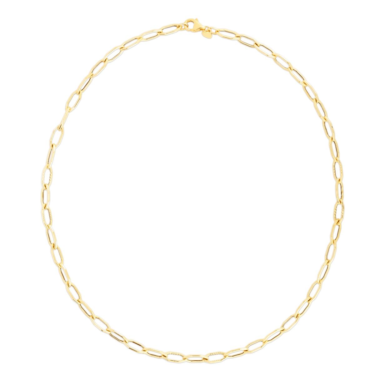 18 Inch Chain and 5 millimeter Hexagon Link Necklace in 14K Yellow Gold