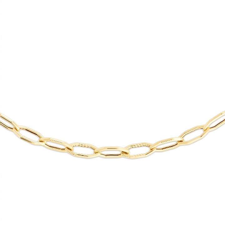 Hexagon Link Necklace | 14K Yellow Gold | 18 Inches | 5mm | RC12757-18 - Brownee Jewelers