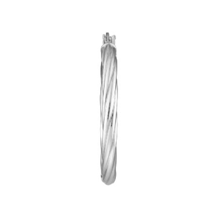 30 Millimeter High Polish Basic Twist Hoop Earrings in Rhodium-Plated Sterling Silver