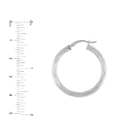 30 Millimeter High Polish Basic Twist Hoop Earrings in Rhodium-Plated Sterling Silver