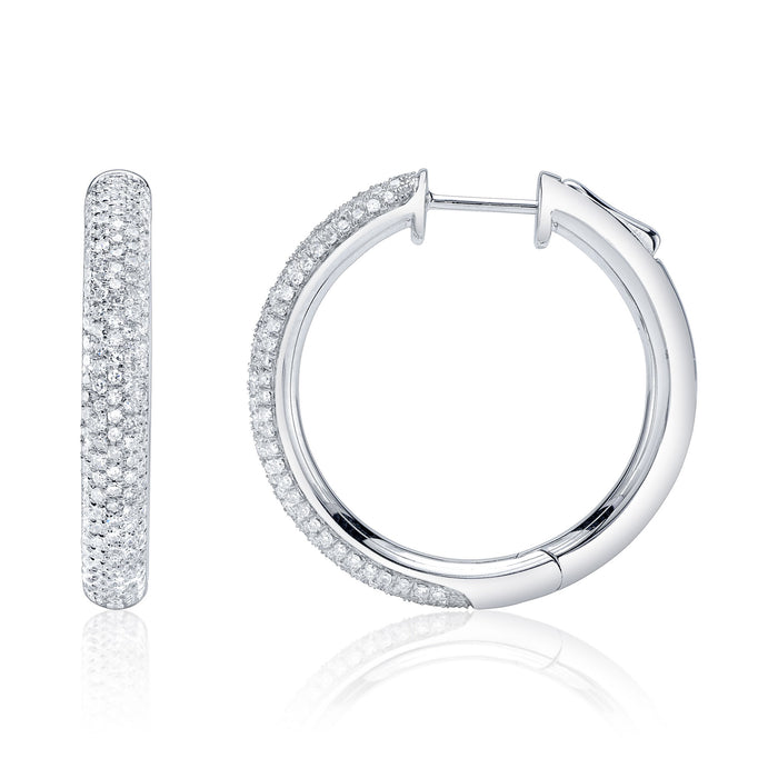 0.77 TOTAL CARAT WEIGHT DIAMOND PAVE HOOP EARRING IN 14K WHITE GOLD