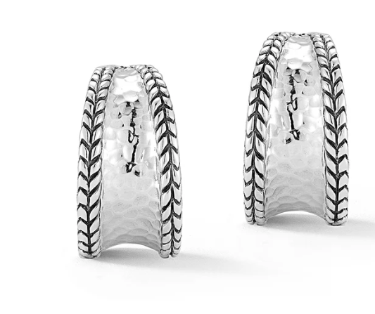 Sterling Silver hammered hoop earrings 