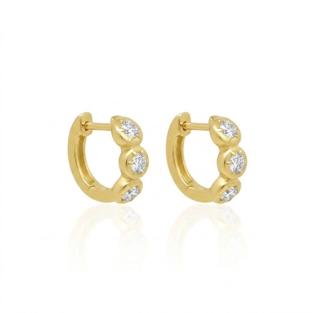 14K Yellow Gold 1.07 CTTW Lab-Grown Diamond Huggie Earrings