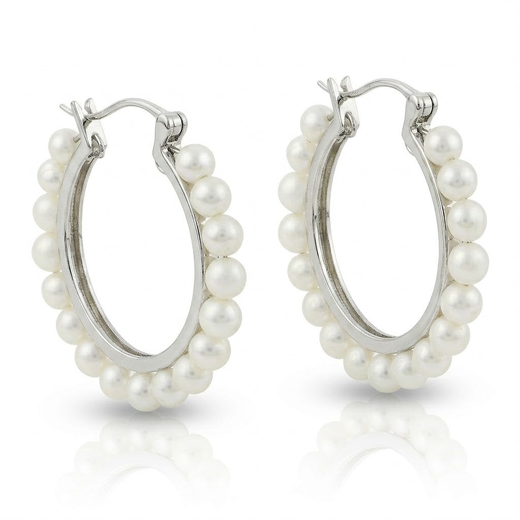 Freshwater Pearl 30mm Hoop Earrings
