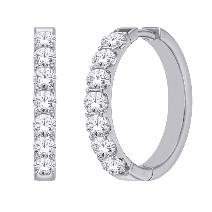 Round Lab-Grown Diamond Hoop Earrings | 10K White Gold | 0.50 CTW Lab Diamond Hoops | LGE49263-50 - Brownee Jewelers