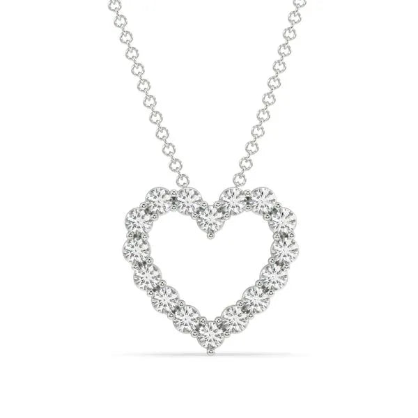 Lab-Grown Diamond Heart Pendant Necklace | Sterling Silver | Heart Necklace | 0.50 CTW Lab-Grown Diamonds - Brownee Jewelers