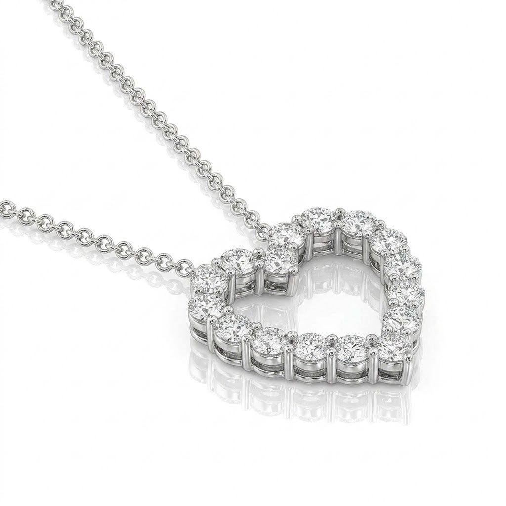 Lab-Grown Diamond Heart Pendant Necklace | Sterling Silver | Heart Necklace | 0.50 CTW Lab-Grown Diamonds - Brownee Jewelers