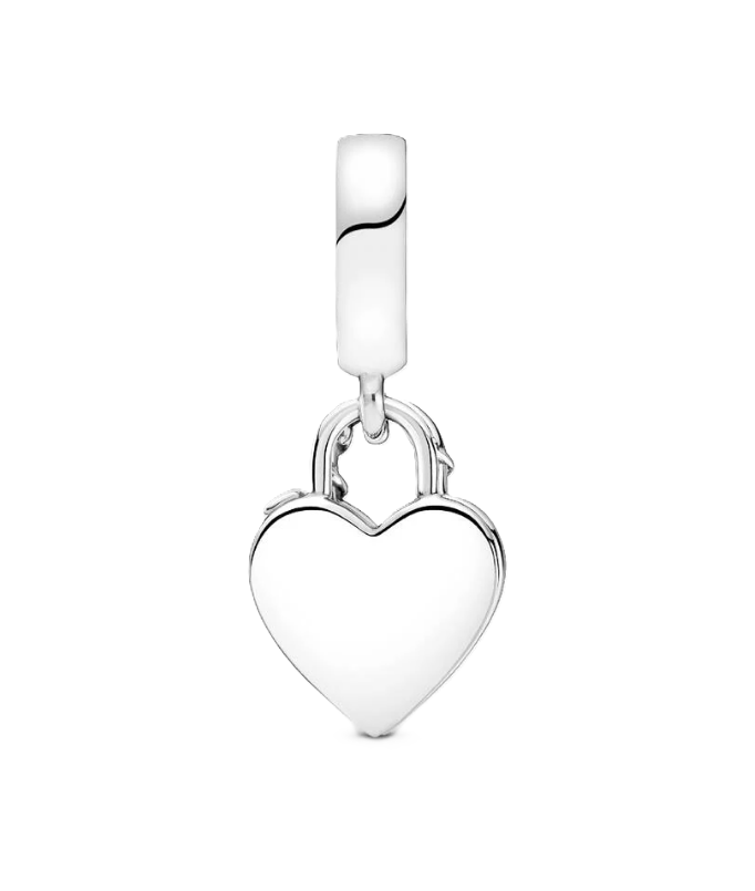 Pandora Rose Heart and Heart with "I love you more than anything" Engraving Double Dangle Charm in Sterling Silver