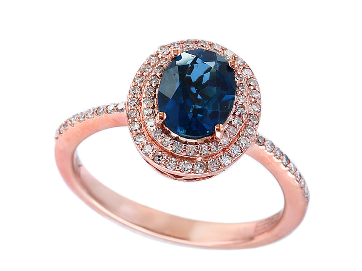 EFFY 14K Rose Gold London Blue Topaz & Diamond Ring (1.66 CTW)
