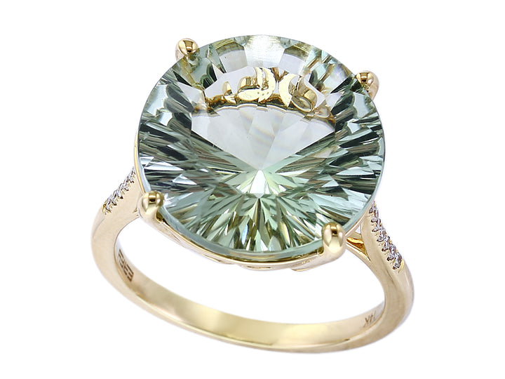 DIAMOND AND GREEN AMETHYST RING 