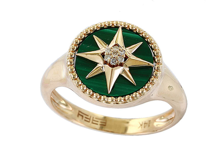EFFY MALACHITE AND DIAMOND SIGNET RING