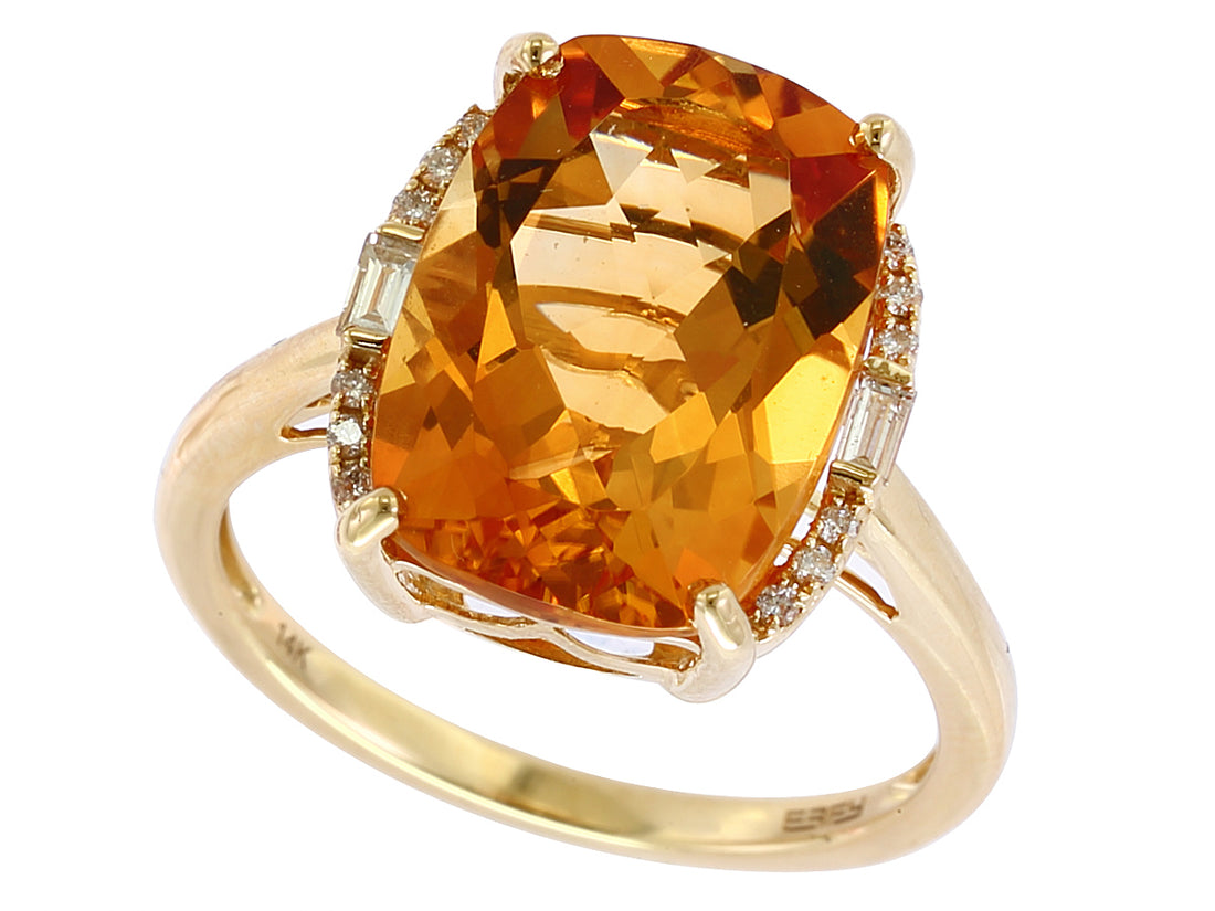 DIAMOND AND CITRINE RING 