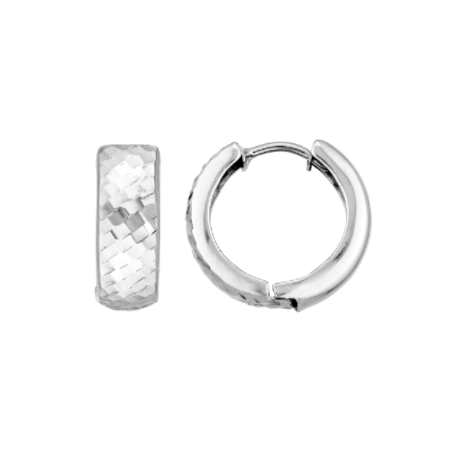 Diamond Cut Hoops in Rhodium-Plated Sterling Silver