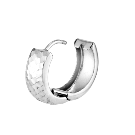 Diamond Cut Hoops in Rhodium-Plated Sterling Silver