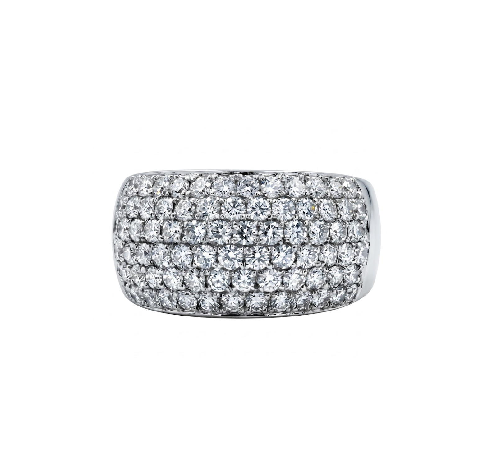 Pavé Diamond Wide Band | 10K White Gold | 2.00 ctw | Statement Ring - Brownee Jewelers