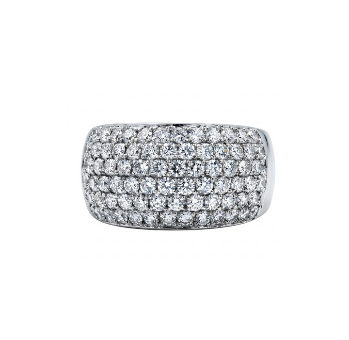 Pavé Diamond Wide Band | 10K White Gold | 2.00 ctw | Statement Ring - Brownee Jewelers