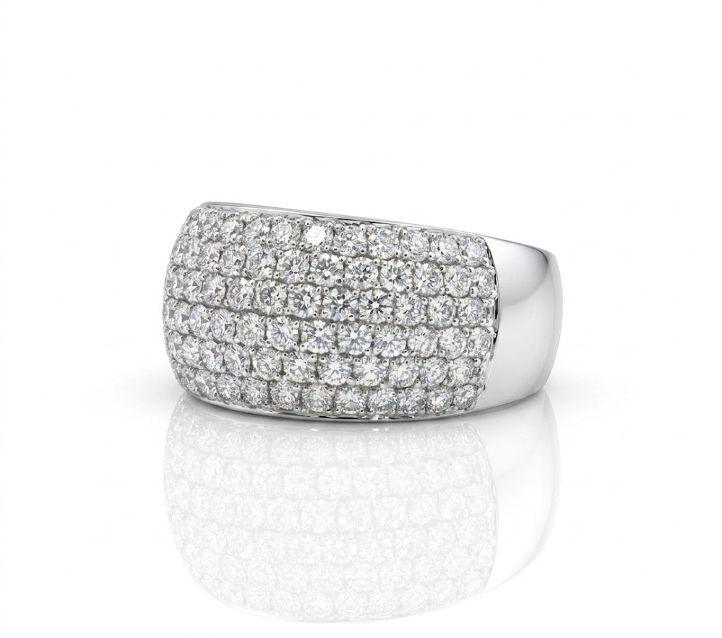 Pavé Diamond Wide Band | 10K White Gold | 2.00 ctw | Statement Ring - Brownee Jewelers