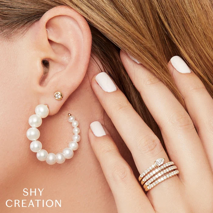 SHY CREATION JACKIE | CULTURED PEARL HOOP EARRINGS | 14K YELLOW GOLD | SC36213972 - Brownee Jewelers