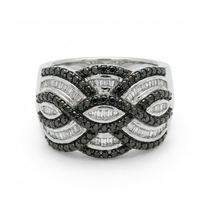Black & White Diamond Ribbon Ring