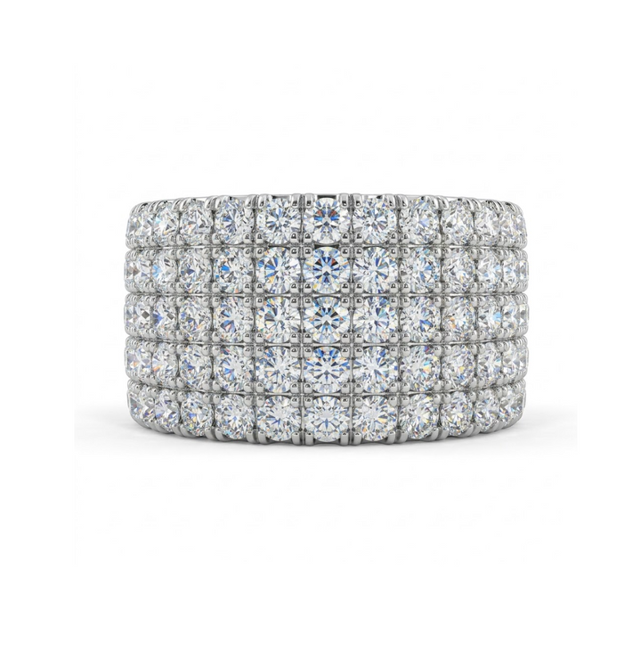 Wide Pavé Diamond Band | 10K Yellow Gold | Multi-Row | Statement Ring - Brownee Jewelers
