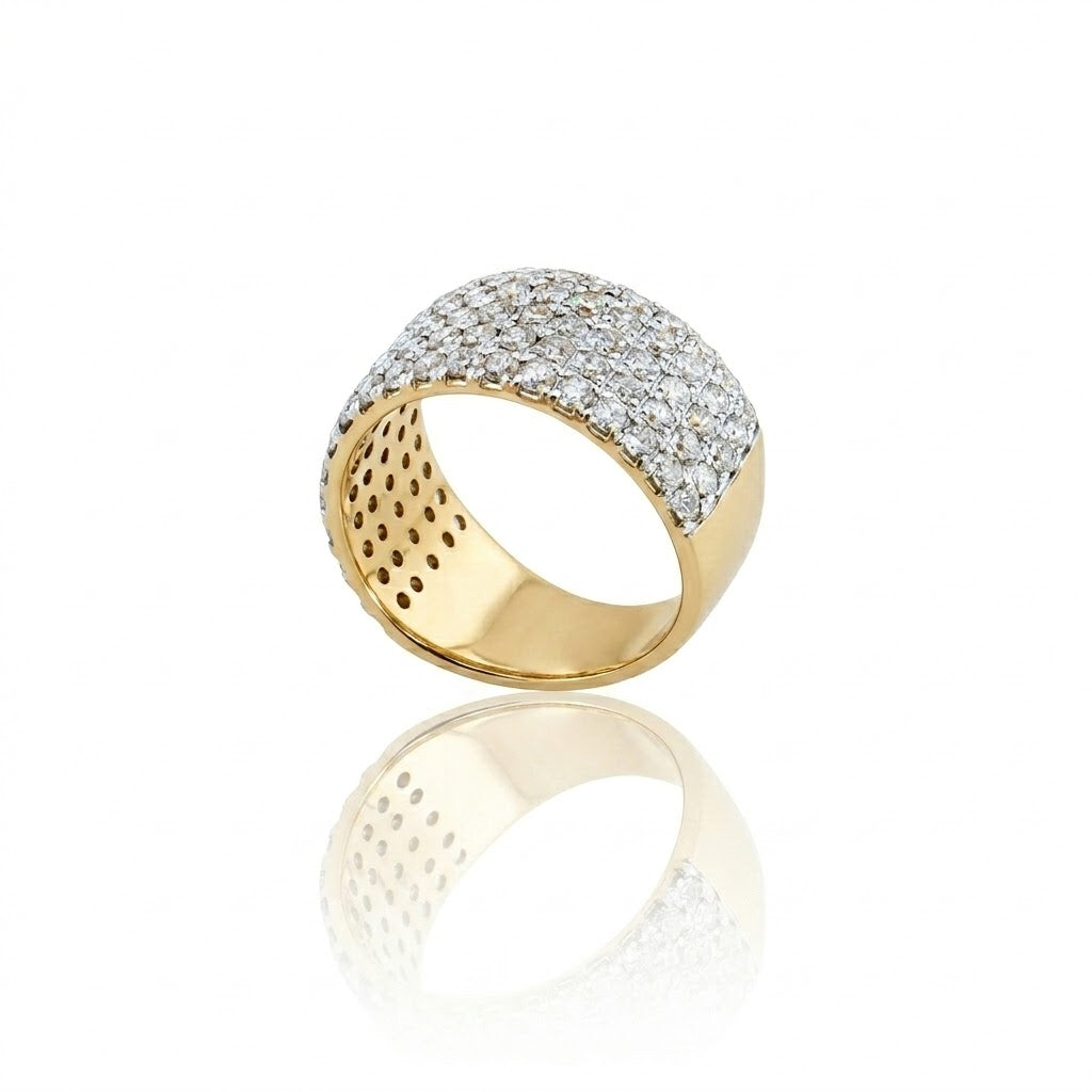 Wide Pavé Diamond Band | 10K Yellow Gold | Multi-Row | Statement Ring - Brownee Jewelers