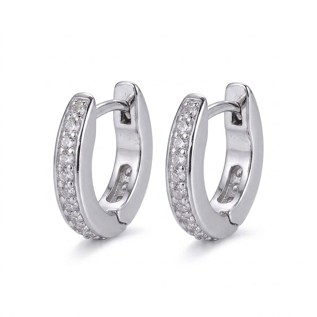 Sterling Silver DiamondLite Cubic Zirconia Mini Huggie Earrings