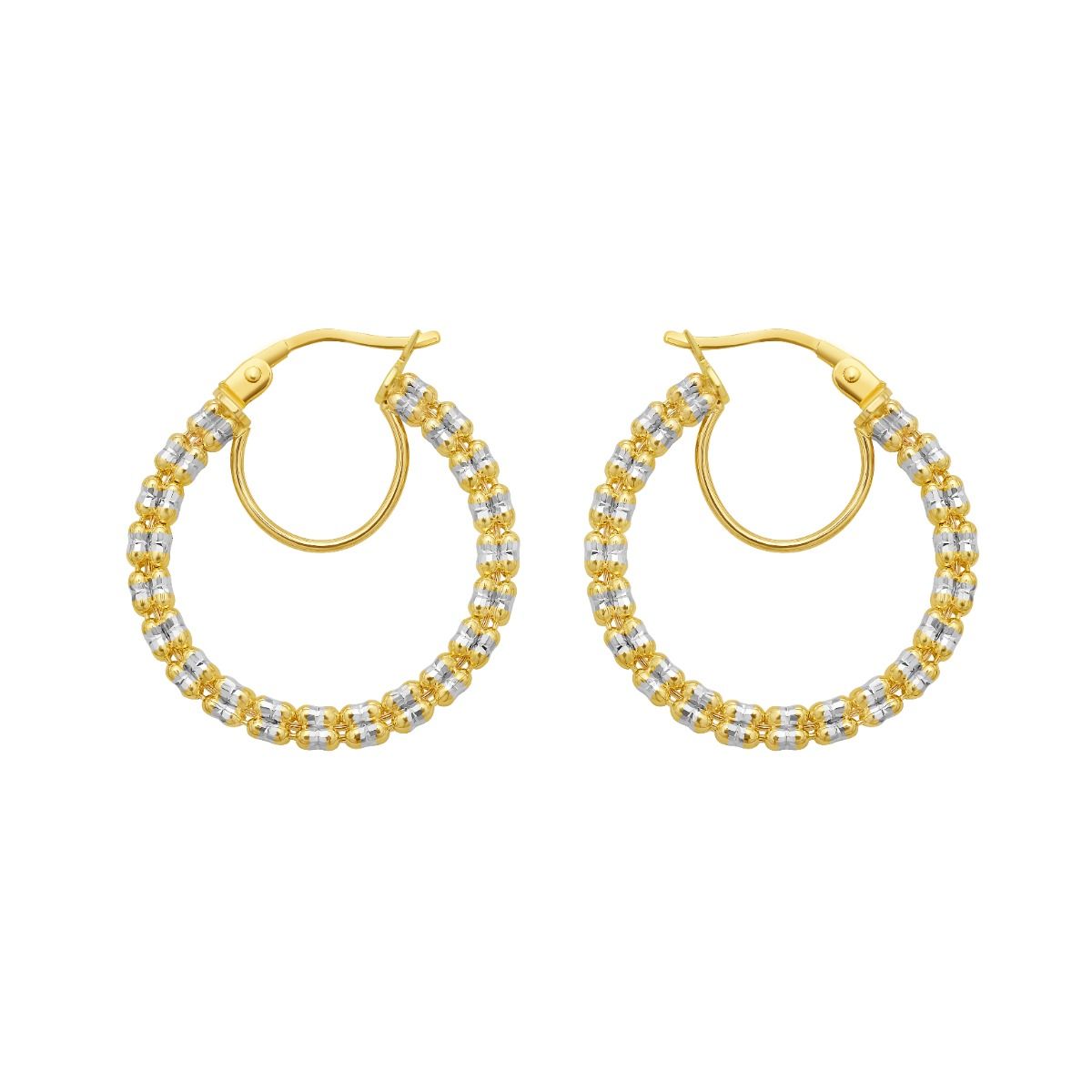 10K Two-Tone Gold Diamond-Cut "Ice Chain Look" Hoop Earrings