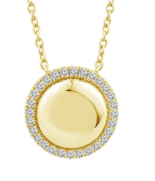10K Yellow Gold Round Diamond Halo Pendant – 1/8ct
