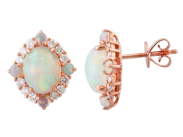 EFFY 14K Rose Gold Ethiopian Opal & Diamond Earrings (2.90 CT Opal / 0.47 CT Diamond)