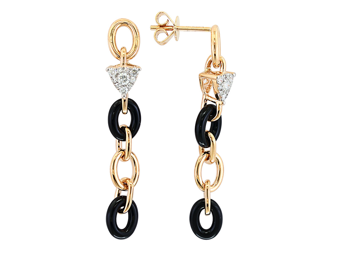 DIAMOND ONYX DANGLE EARRINGS
