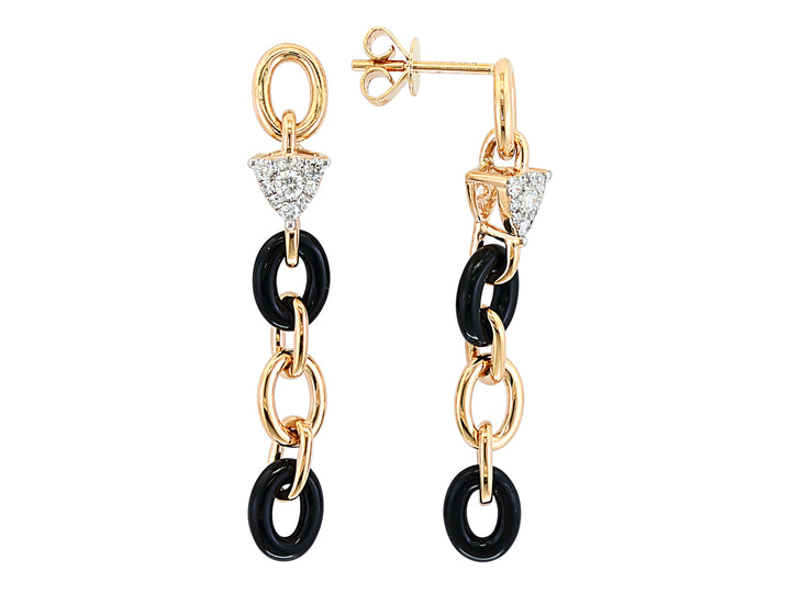 DIAMOND ONYX DANGLE EARRINGS