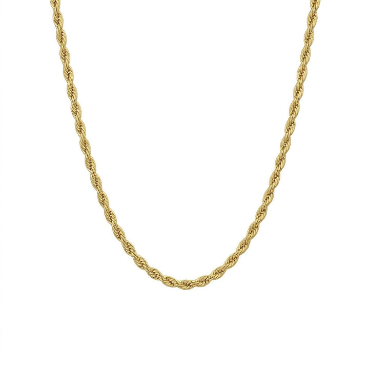 2.8MM Width and 22 Inch Length Solid Diamond-Cut Rope Chain Necklace in Sterling Silver with 18K Gold Plating Finish