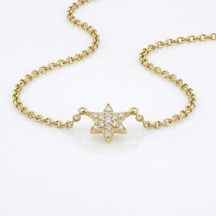 Diamond Star of David Necklace | 14K Yellow Gold | 0.03 ctw | Petite Faith Pendant - Brownee Jewelers