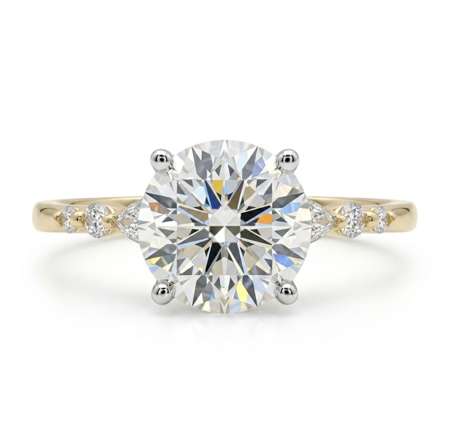 2.23 ctw Lab-Grown Diamond Engagement Ring | 14K Yellow Gold | Round Cut Center & Side Stones | Classic Twist Setting - Brownee Jewelers