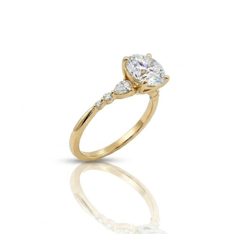 2.23 ctw Lab-Grown Diamond Engagement Ring | 14K Yellow Gold | Round Cut Center & Side Stones | Classic Twist Setting - Brownee Jewelers
