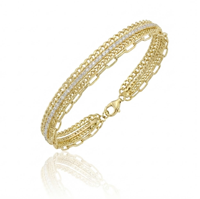 Diamond Tennis Paperclip Bracelet