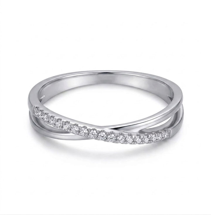 Pavé Diamond Bypass Stackable Ring | 14K White Gold | 0.06 CTW Diamonds | R6166-006WD - Brownee Jewelers