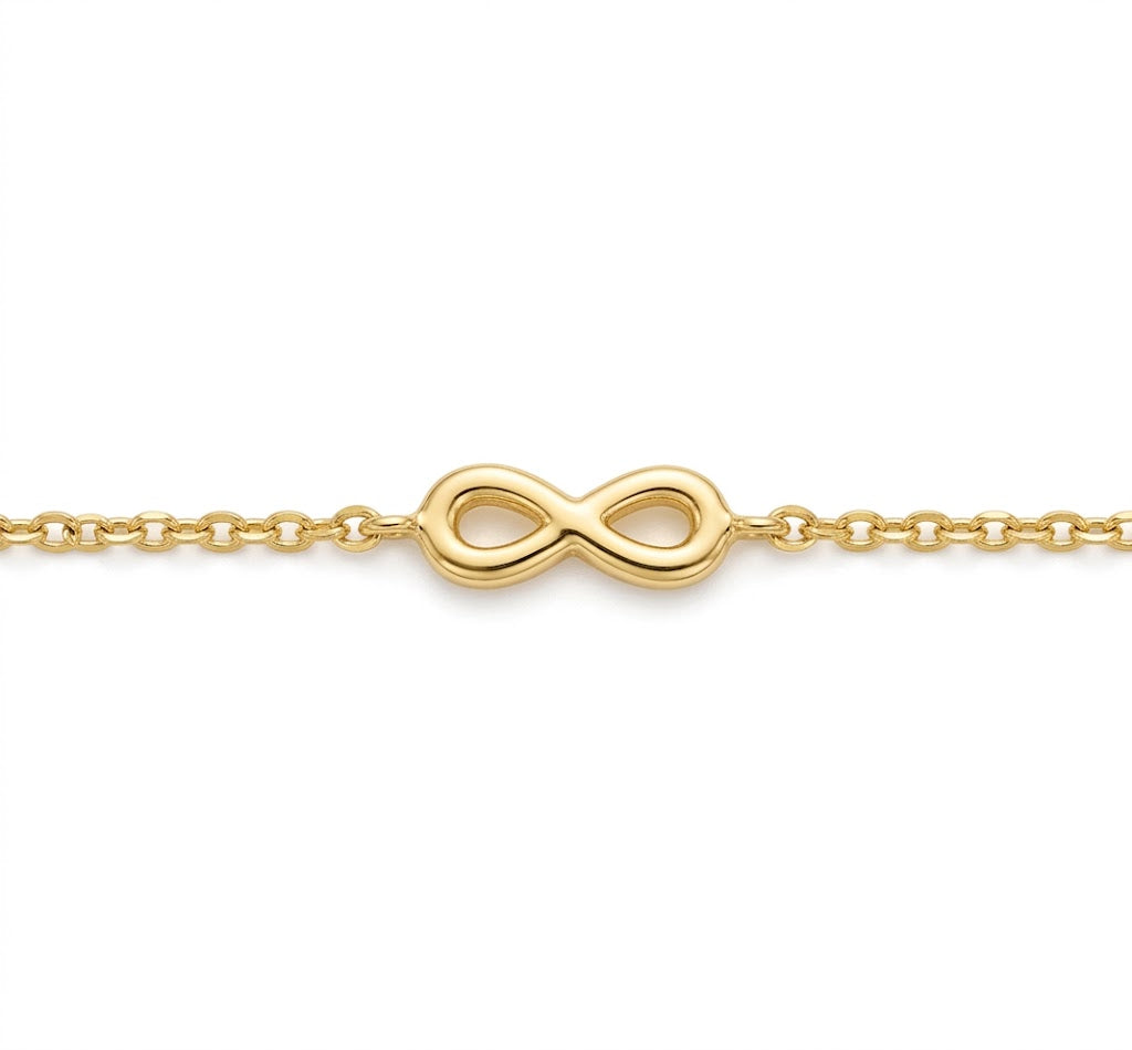 Adjustable 5 to 6 Inch Sterling Silver and 14K Yellow Gold-Plated Kids Infinity Bracelet