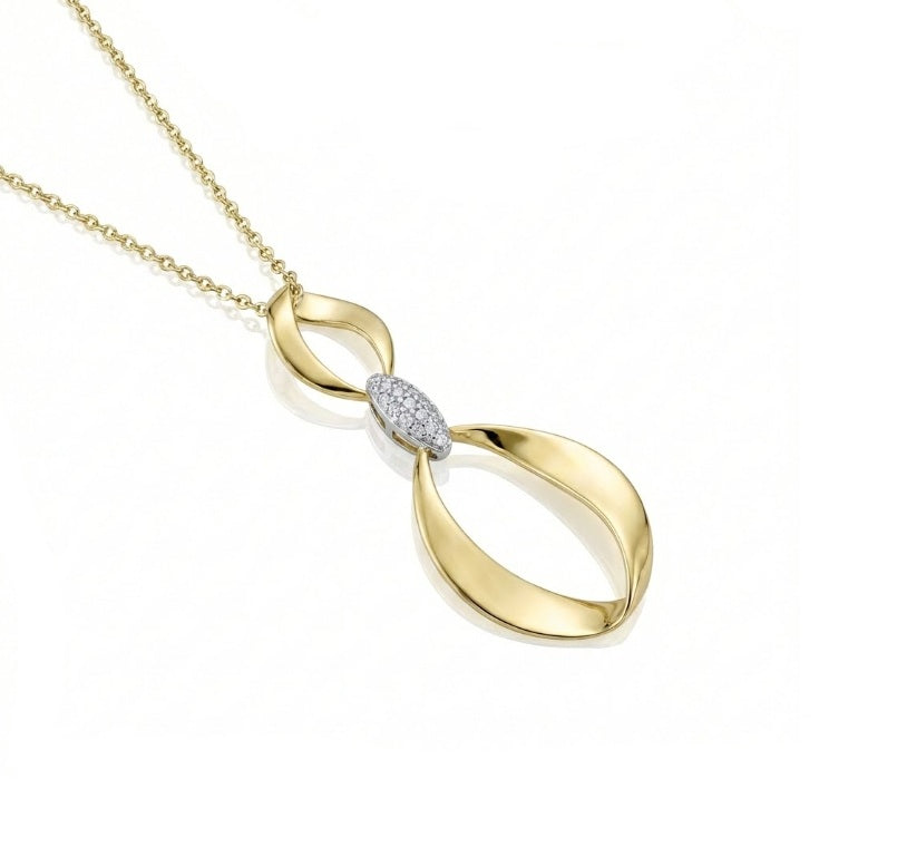 Diamond Mobius Pendant Necklace | 14K Two-Tone Gold | 0.10 ctw | Infinity Necklace - Brownee Jewelers