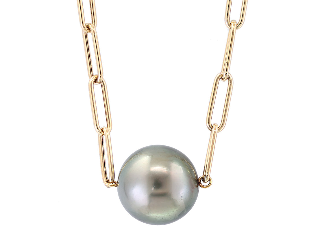 EFFY BLACK TAHITIAN PEARL SOLITAIRE PENDANT 