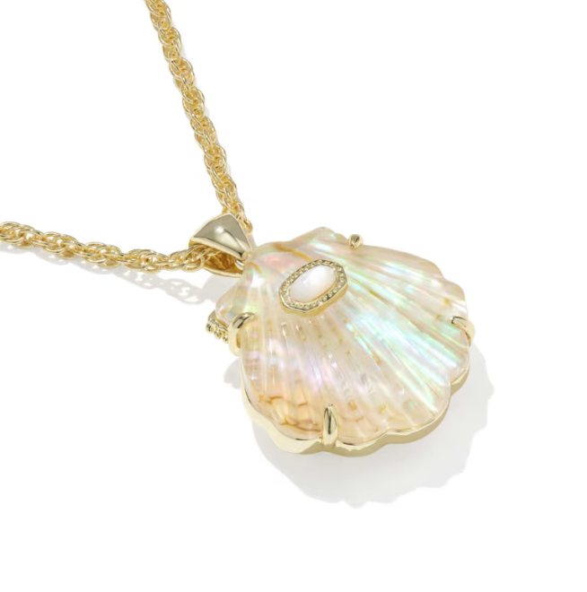 Lucia Shell Gold Short Pendant Necklace Iridescent Abalone Shell