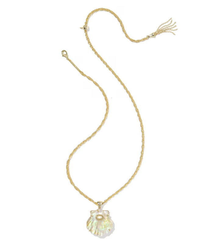 Lucia Shell Gold Short Pendant Necklace Iridescent Abalone Shell