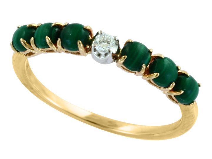 DIAMOND AND MALACHITE RING 