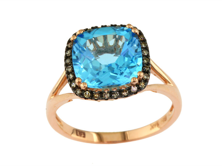 EFFY 14KT ROSE GOLD BLUE TOPAZ RING