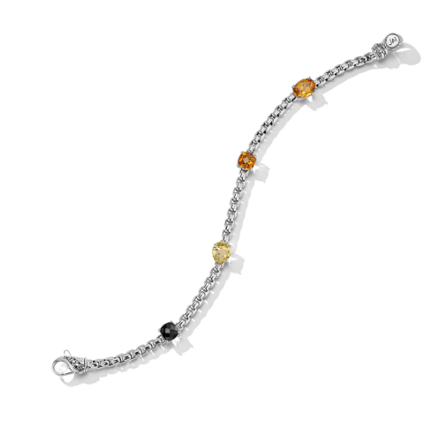 Jai sterling silver Smokey quartz multi color box bracelet