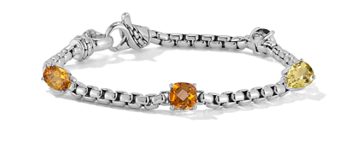 Jai sterling silver Smokey quartz multi color box bracelet