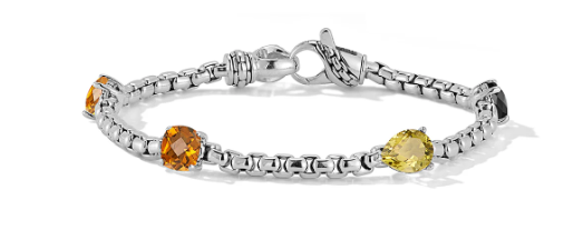 Jai sterling silver Smokey quartz multi color box bracelet