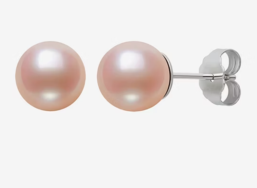 Sterling Silver 6–7mm Pink Freshwater Pearl Stud Earrings