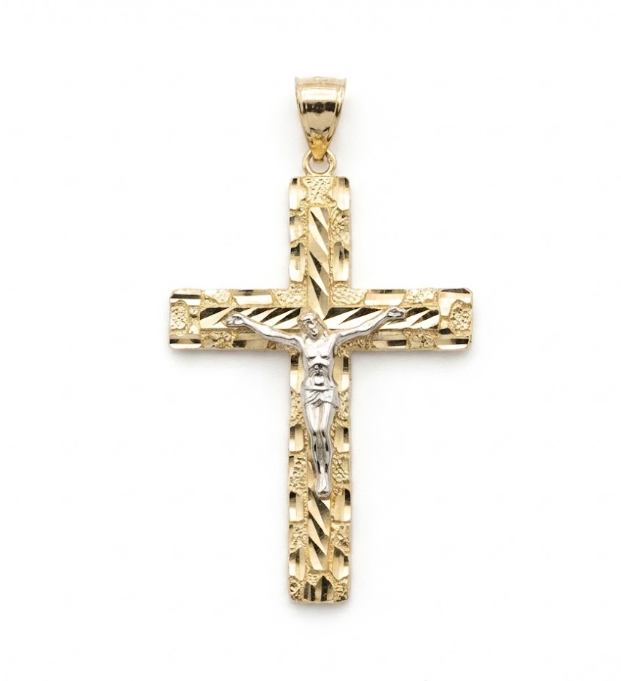 10K Two-Tone Gold Crucifix Pendant