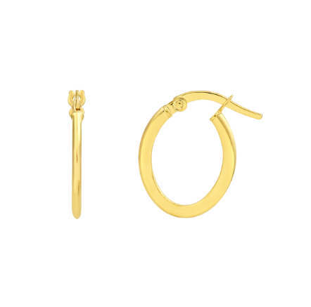 13 × 10 mm Knife Edge Oval Hoop Earrings | 14K Yellow Gold | High Polish Tube Hoops - Brownee Jewelers